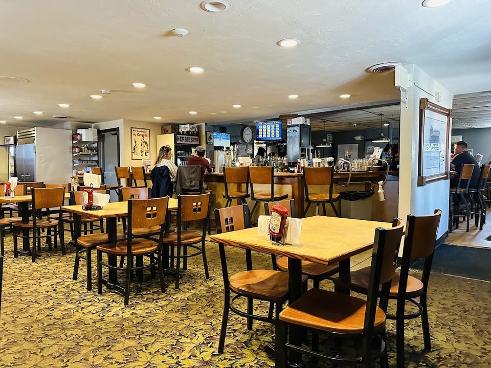 Front view of a casual American restaurant.